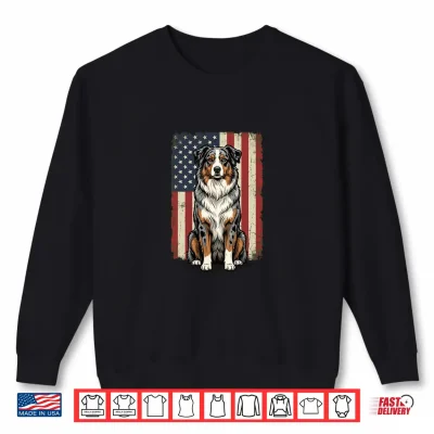 Sweatshirt Australian Shepherd USA Flag 4th Of July Shirt