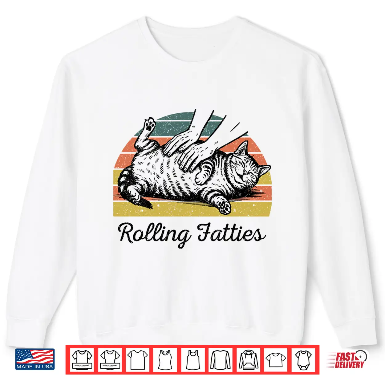 Chubby Tabby Cat Pure Bread Rolling Fatties Funny Vintage Shirt