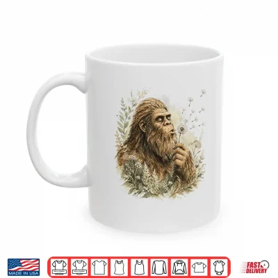 Mug Bigfoot Blowing Dandelion Sasquatch Making A Wish Vintage Shirt