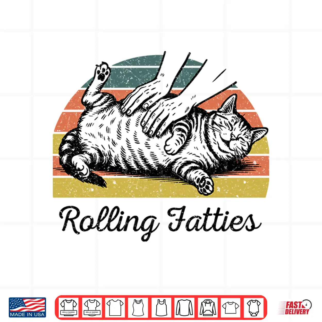 Chubby Tabby Cat Pure Bread Rolling Fatties Funny Vintage Shirt