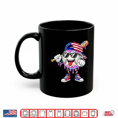 Mug Baseball Drip Ice Cream Boys Kids Baseball Drip 4th of July Shirt