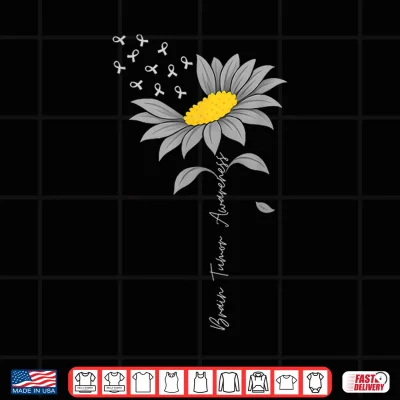 Design Brain Tumor Awareness Sunflower Gray Ribbon Brain Cancer Shirt