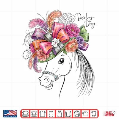 Design Funny Horse Racing Derby Day Girls Women Shirt