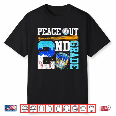 Peace Out Second Grade Baseball Graduation Last Day Shirt