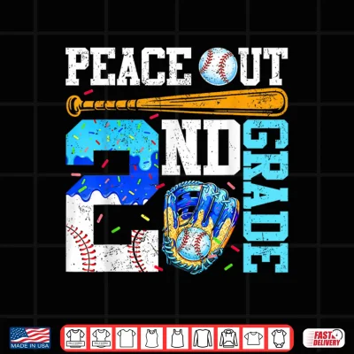 Design Peace Out Second Grade Baseball Graduation Last Day Shirt