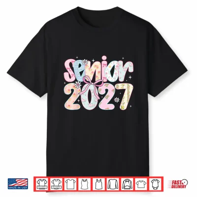 Senior 2027 Coquette Floral Last Day Graduation Shirt