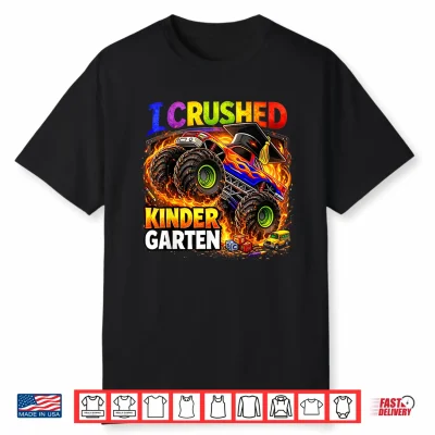 I Crushed Kindergarten Monster Truck Graduation Kids Boys Shirt