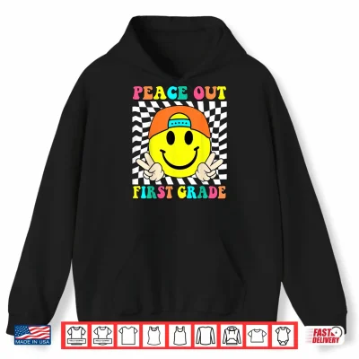 Hoodie Last Day of School Peace Out 1st Grade Kids Boy Graduation Shirt