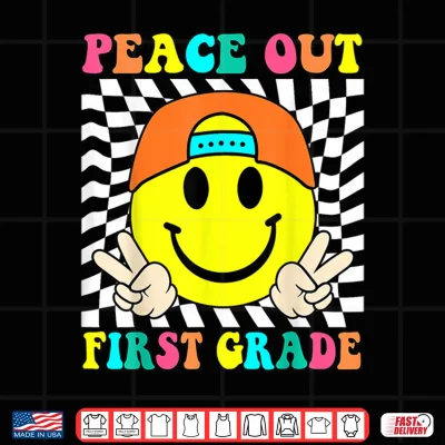 Design Last Day of School Peace Out 1st Grade Kids Boy Graduation Shirt