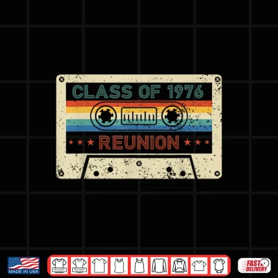 Design Retro 80s Cassette Tape Class of 1976 Reunion Classmate Tee Shirt