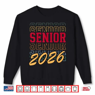 Sweatshirt Senior Class of 2026 Striped Graduate Student Graduation Shirt