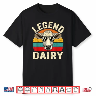 Legend Dairy Retro Sunset Sunglasses Cow Pun Shirt
