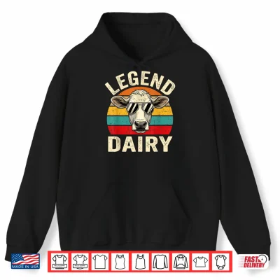 Hoodie Legend Dairy Retro Sunset Sunglasses Cow Pun Shirt