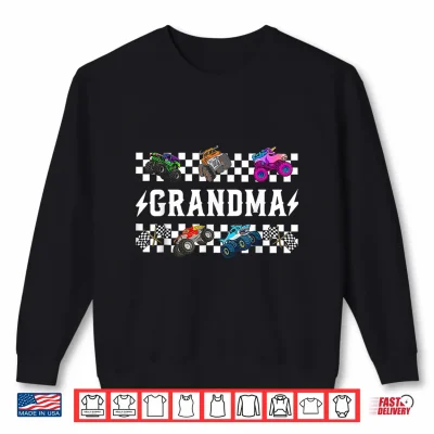Sweatshirt Retro Monster Truck Family Crew Birthday Matching Shirt