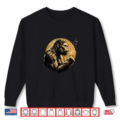 Sweatshirt Bigfoot Blowing Dandelion Whimsical Peaceful Sasquatch Retro Shirt