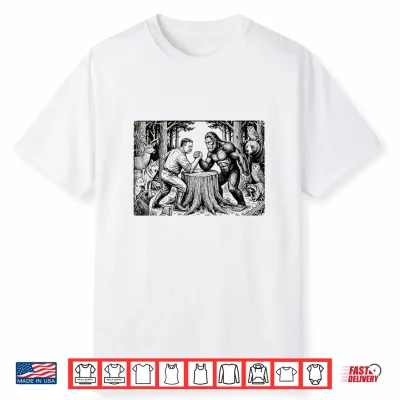 Theodore Roosevelt Teddy And Bigfoot Arm Wrestling Funny Shirt
