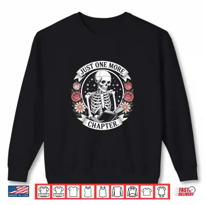 Sweatshirt Just One More Chapter Gothic Skeleton Reading A Book Comfort Colors Crop Top