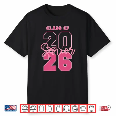 Class Of 2026 Senior 2026 Graduation Coquette Pink Bow Girls Shirt