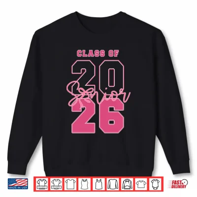 Sweatshirt Class of 2026 Senior 2026 Graduation Coquette Pink Bow Girls Shirt