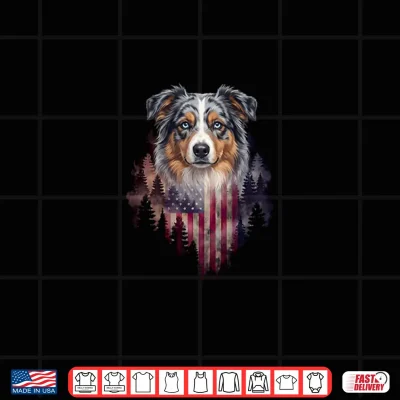 Design Australian Shepherd Dog Patriotic American Flag Fourth Of July Shirt