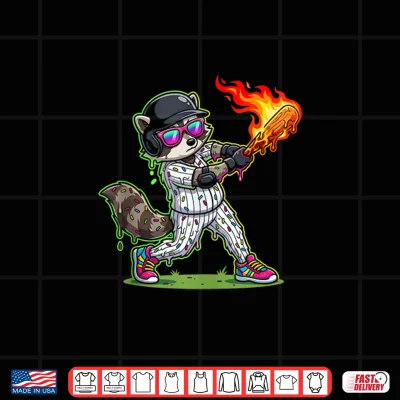 Design Baseball Raccoon Donut Sprinkle Funny Trash Panda Shirt