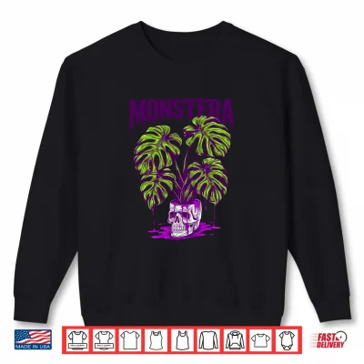 Sweatshirt Monstera Skull Pot Shirt