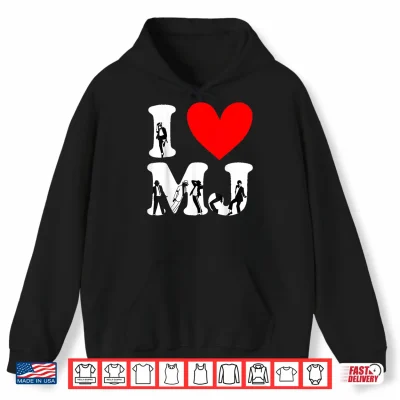 Hoodie Retro I Love M J Heart M J Shirt