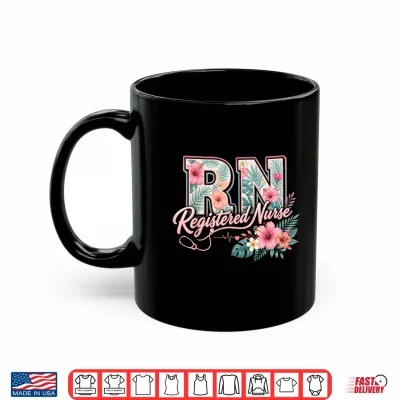 Mug RN Tropical Flowers Registered Nurse Aloha Summer Vacation Shirt