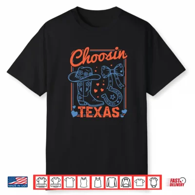 Choosin Texas Tees For Women Western Cowgirl Boot Bow Shirt