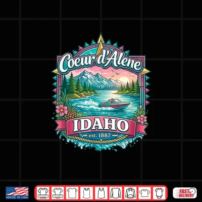 Design Lake Coeur dAlene Idaho USA Mountains Forest Boating Shirt