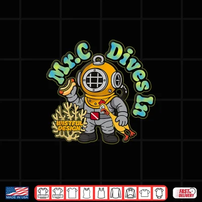 Design Mr. C Dives in Hot Dog Rubber Chicken Coral Shirt