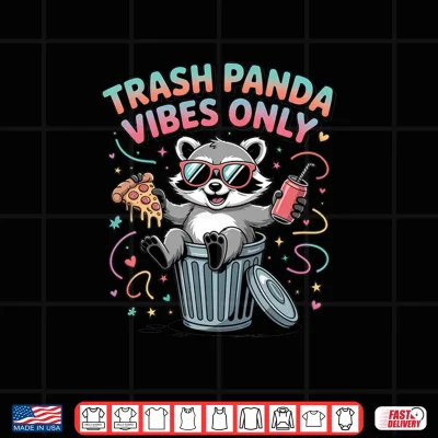 Design Trash Panda Vibes Only Funny Raccoon Tee Shirts Raccoon Fans Comfort Colors Crop Top