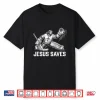 Funny Jesus Saves Hockey Goalie Sport Religious Christian Shirt
