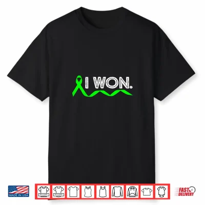 Mens Lymphoma Cancer I Won Lime Green Ribbon Awareness Warrior Performance Shirt
