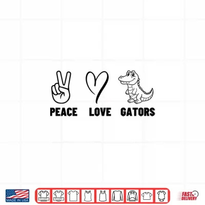 Design Peace Love Gators Men Women Cute Alligator Shirt