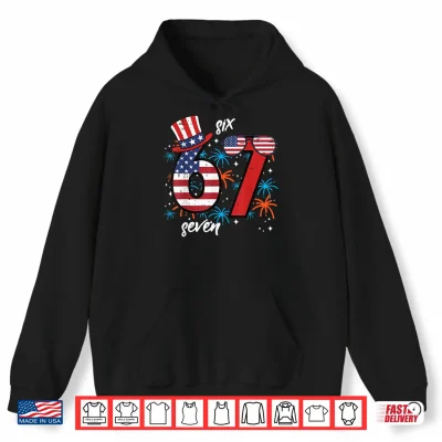 Hoodie 4th of July 6 7 Six Seven 67 Meme Patriotic Boys Kids Youth Shirt
