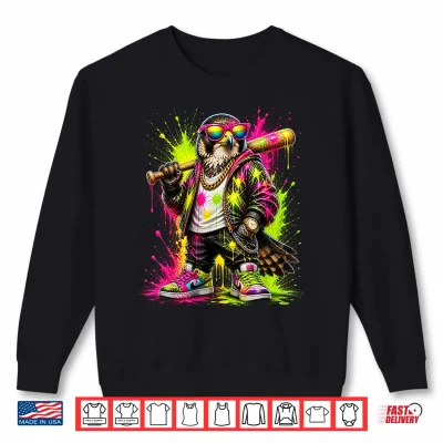 Sweatshirt Falcon Baseball Drip Funny Animal Party Sport Cool Graphic Shirt