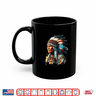 Mug Vintage Indian Chief Native American Pride Feather Headdress Shirt
