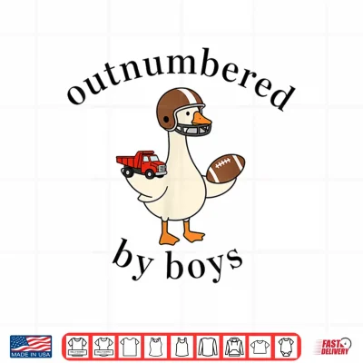 Design Outnumbered By Boys Funny Mom Goose Mothers Day Shirt