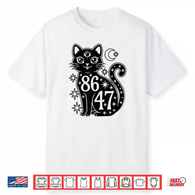 8647 Black Cat Vintage Retro Cat Lady Cat Lover 8647 Cat Mom Shirt