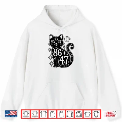 Hoodie 8647 Black Cat Vintage Retro Cat Lady Cat Lover 8647 Cat Mom Shirt