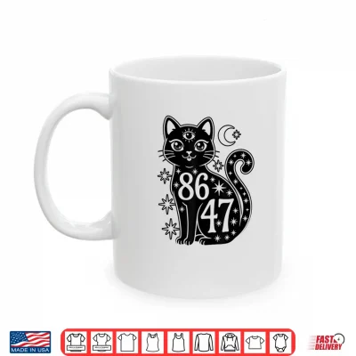 Mug 8647 Black Cat Vintage Retro Cat Lady Cat Lover 8647 Cat Mom Shirt
