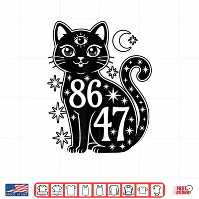 Design 8647 Black Cat Vintage Retro Cat Lady Cat Lover 8647 Cat Mom Shirt