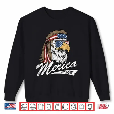 Sweatshirt Merica Eagle USA American Flag Vintage Funny Shirt