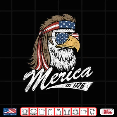 Design Merica Eagle USA American Flag Vintage Funny Shirt