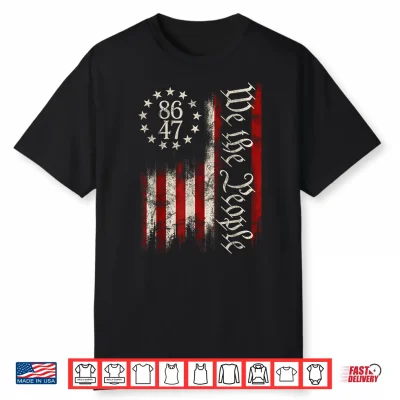 8647 Classic Retro Vintage Us Flag 80S Apparel Shirt
