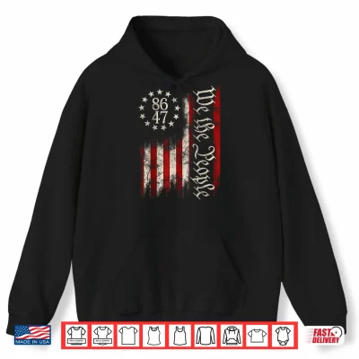Hoodie 8647 Classic Retro Vintage US Flag 80s Apparel Shirt