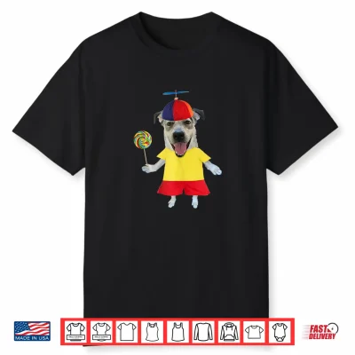 Funny Dog With Propeller Hat Lollipop Cute Design Shirt