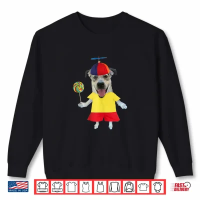 Sweatshirt Funny Dog with Propeller Hat Lollipop Cute Design Shirt