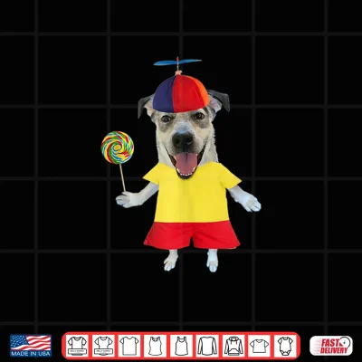 Design Funny Dog with Propeller Hat Lollipop Cute Design Shirt